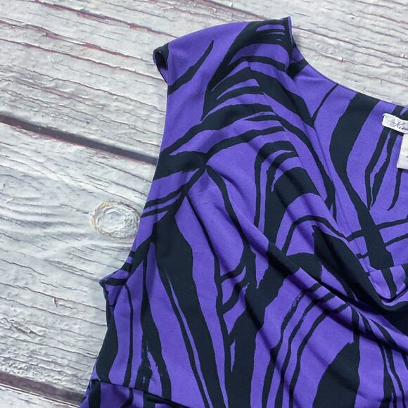 Kenneth Cole Womens Top size L Purple Black Pullover Drape V Neckline Stretch - Picture 5 of 10